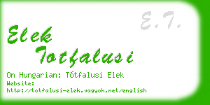 elek totfalusi business card