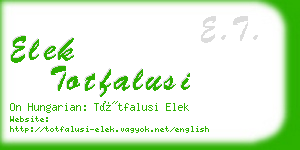 elek totfalusi business card